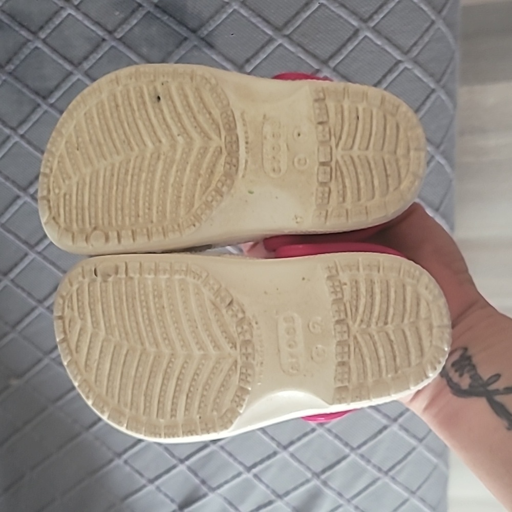 Crocs Kids Unicorn Clogs Sandals - Pink & White Size 7c Firm - Picture 5 of 6